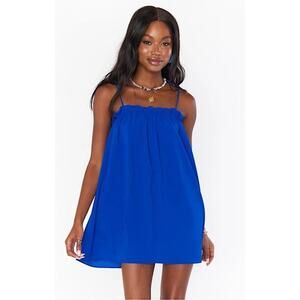Show Me Your Mumu Angel Mini Dress Royal Blue Shift Tie spaghetti straps pockets